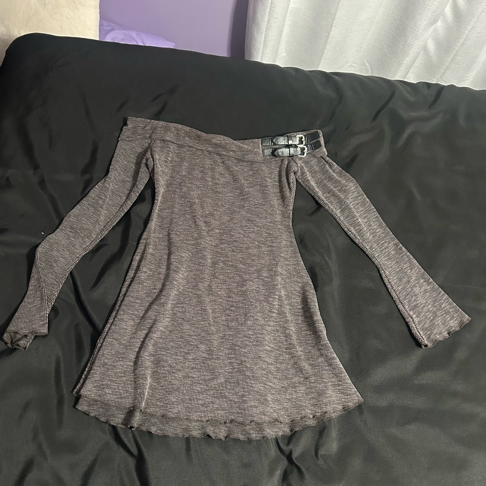 Fashion Nova Gray Ribbed Sweater